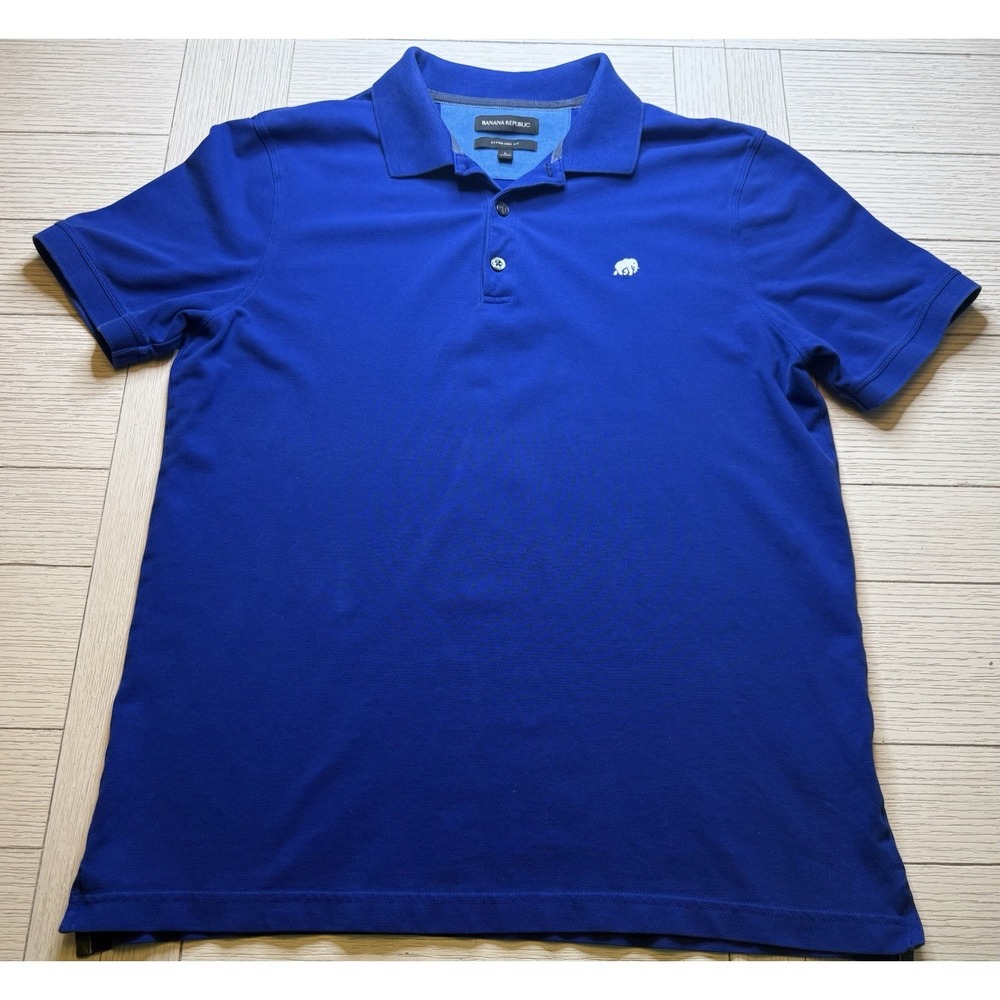 Banana Republic Men's Standard Fit Polo Shirt in Blue with Elephant Logo‎ Sz L